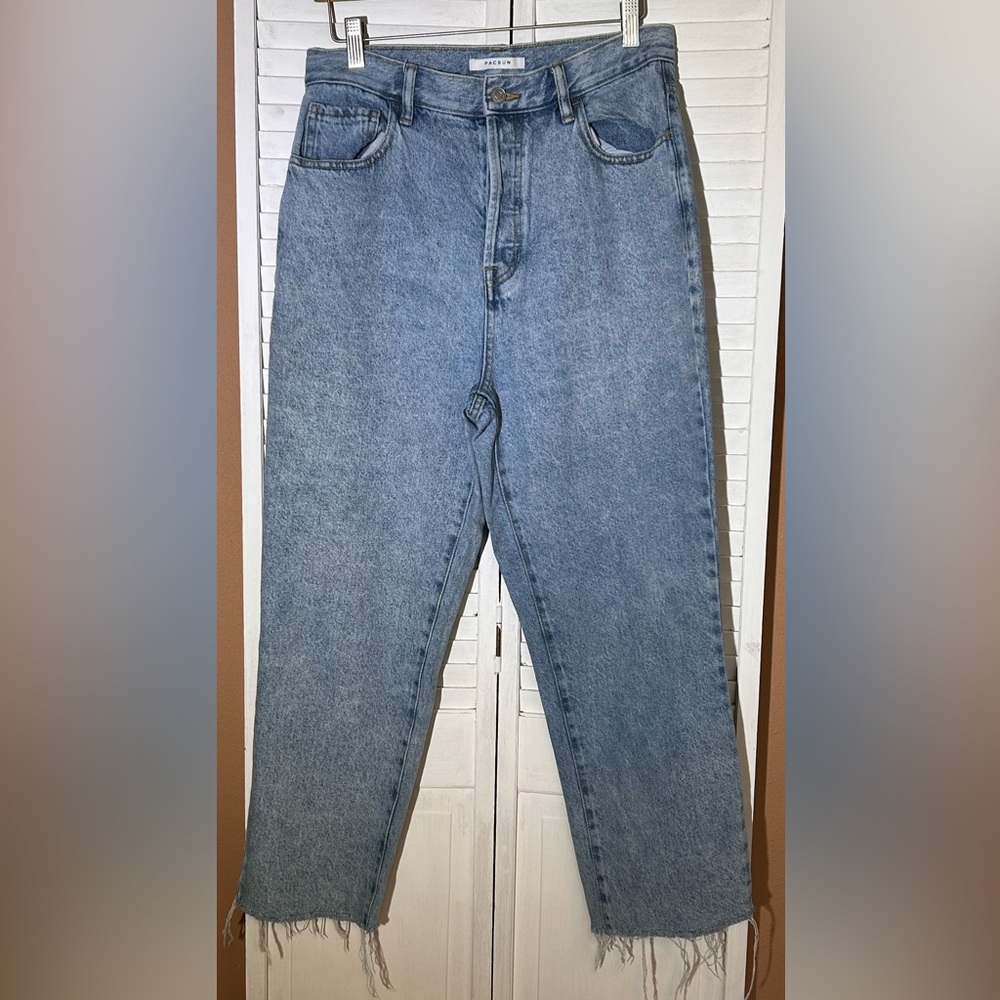 PacSun Waist size 29 High Rise Straight Raw Hem 100% cotton blue jeans